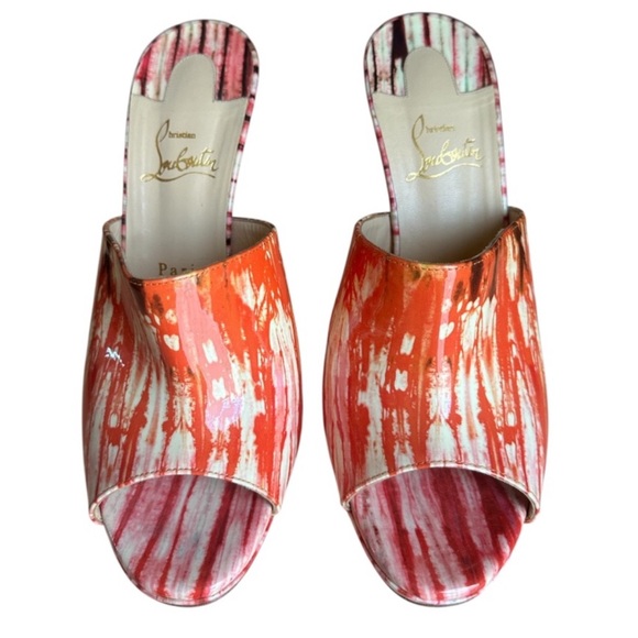 Christian Louboutin PIGAMULE 120 PATENT BAZIN Pompadour 120mm RETAIL 995 - Picture 4 of 9